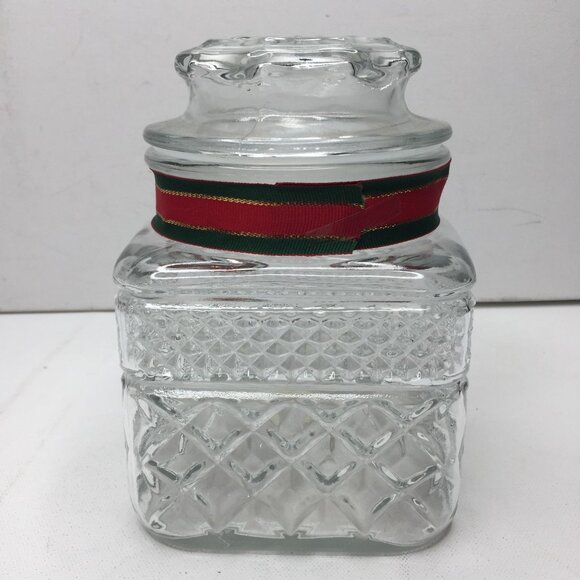Vintage Anchor Hocking Wexford Square Christmas Glass Candy Jar Canister - Picture 4 of 11